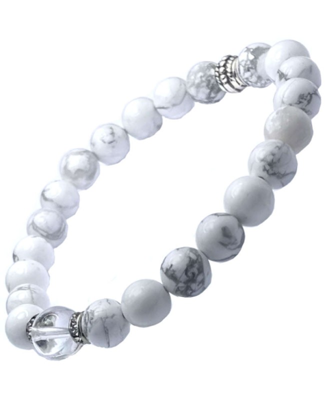 Howlite et cristal de roche bracelet en perles naturelles 8 mm Howlite et cristal de roche bracelet en perles naturelles 8 mm