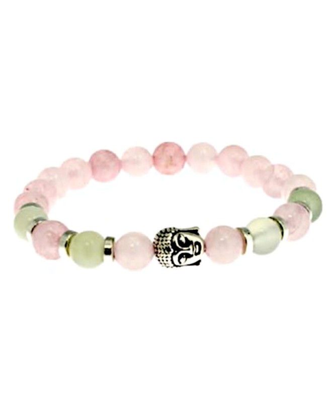 Quartz rose et Jade de Chine bracelet pierre en perles 8 mm Quartz rose et Jade de Chine bracelet pierre en perles 8 mm