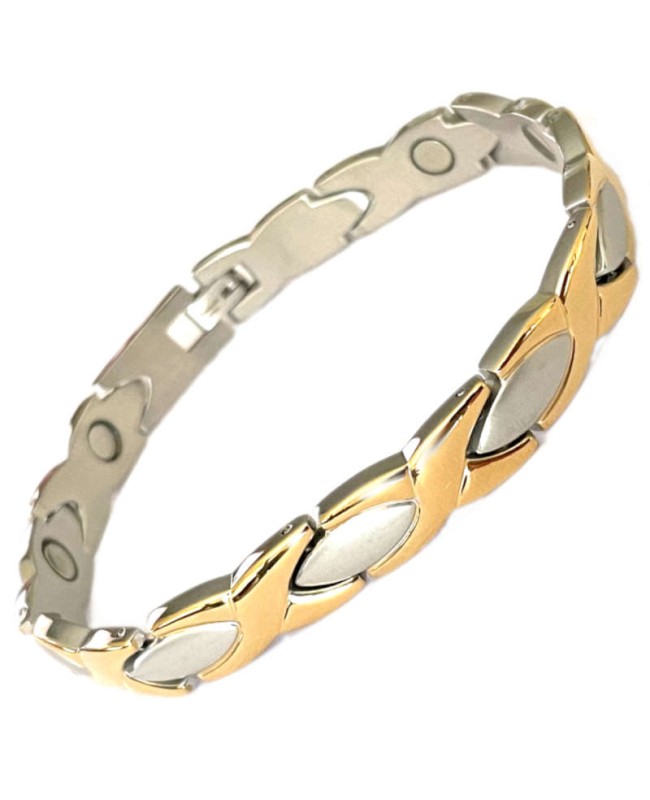 Bracelet magnétique acier - argent brossé et or - Pin Bracelet magnétique acier - argent brossé et or - Pin