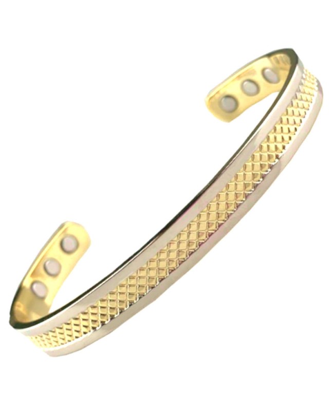 Bracelet jonc magnétique en cuivre couleur argent et or - Icosa Bracelet jonc magnétique en cuivre couleur argent et or - Icosa