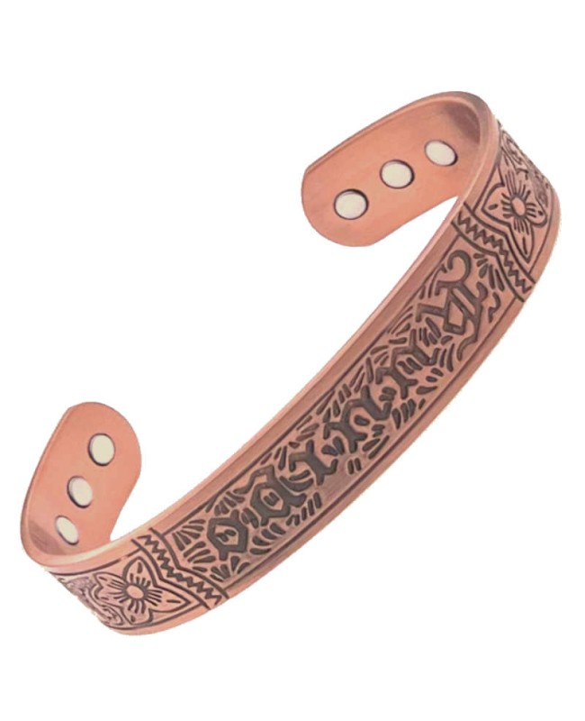 Bracelet magnétique avec 6 aimants en cuivre massif et motif fleurs de tiaré - Tiaré Bracelet magnétique avec 6 aimants en cuivre massif et motif fleurs de tiaré - Tiaré