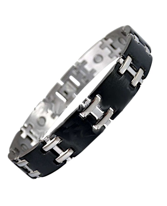 Bracelet magnétique acier argent et noir - Phébus Bracelet magnétique acier argent et noir - Phébus