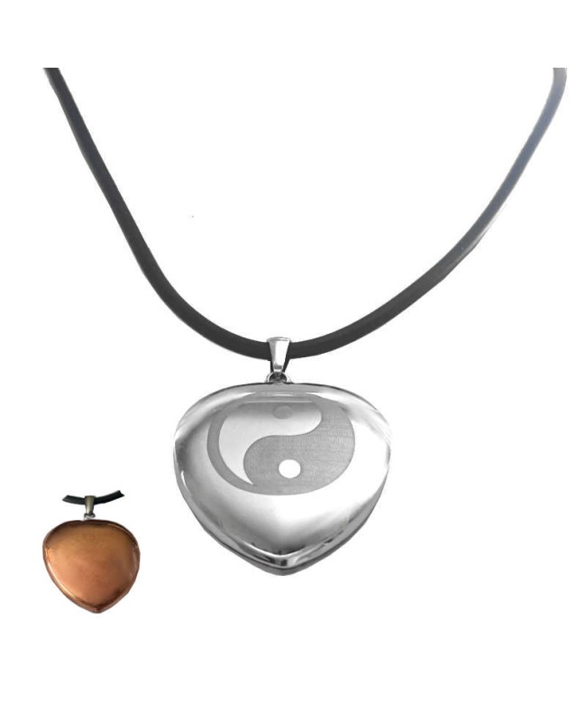 Pendentif cœur magnétique cuivre-inox - Fleur de vie Pendentif cœur magnétique cuivre-inox - Fleur de vie