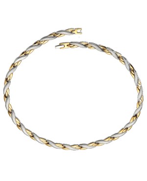 Collier aimanté en inox couleur inox et or - soulage naturellement la nuque