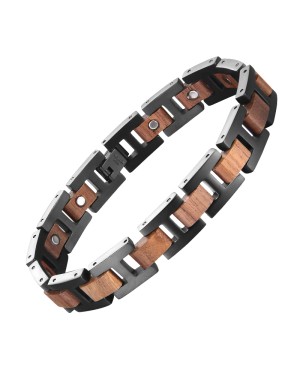 Bracelet anti douleur avec fermoir en bois et inox médical