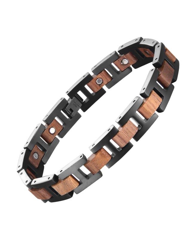 Bracelet anti douleur avec fermoir en bois et inox médical Bracelet anti douleur avec fermoir en bois et inox médical