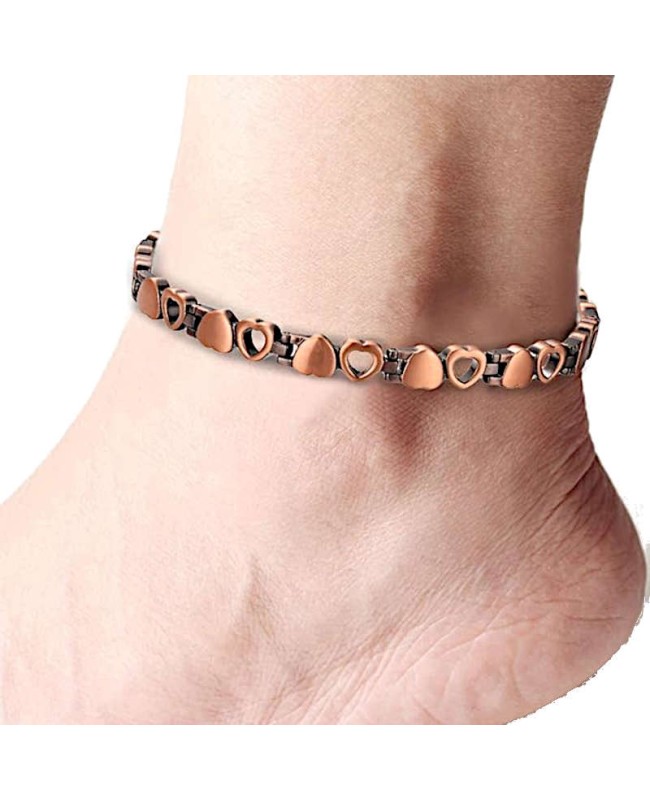 Bracelet de cheville magnétique en cuivre avec maillon en forme de cœur Bracelet de cheville magnétique en cuivre avec maillon en forme de cœur