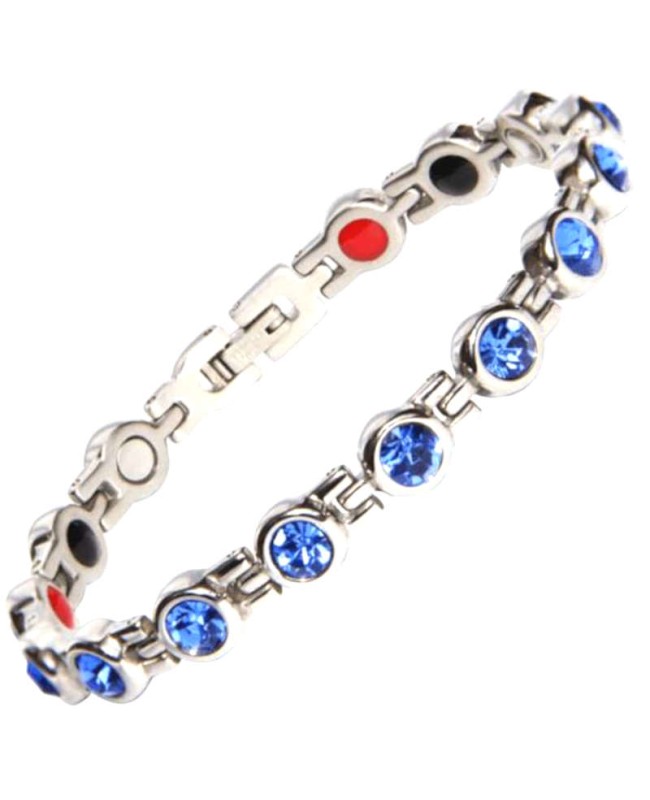 Bracelet magnétique en inox avec strass bleus - Infini Bracelet magnétique en inox avec strass bleus - Infini