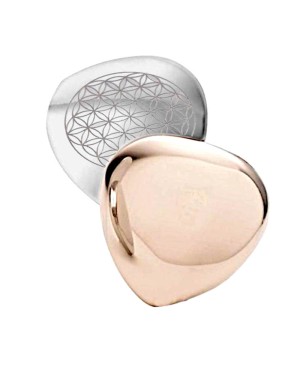 Cœur magnétique inox-cuivre - gravé Fleur de vie