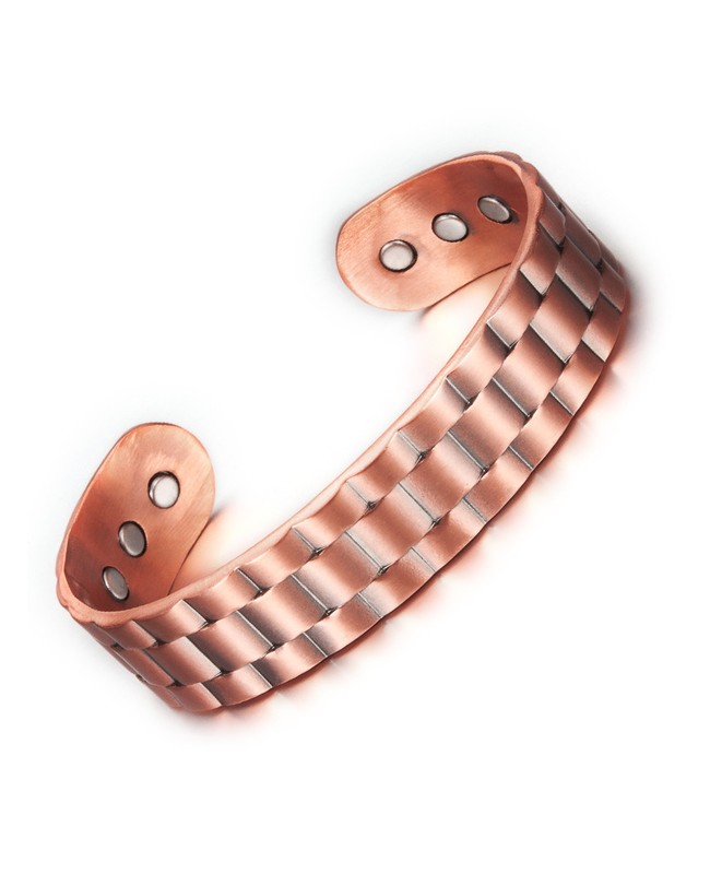 Bracelet magnétique en cuivre largeur 16 mm et motif quadrillage damier - Gentiane Bracelet magnétique en cuivre largeur 16 mm et motif quadrillage damier - Gentiane