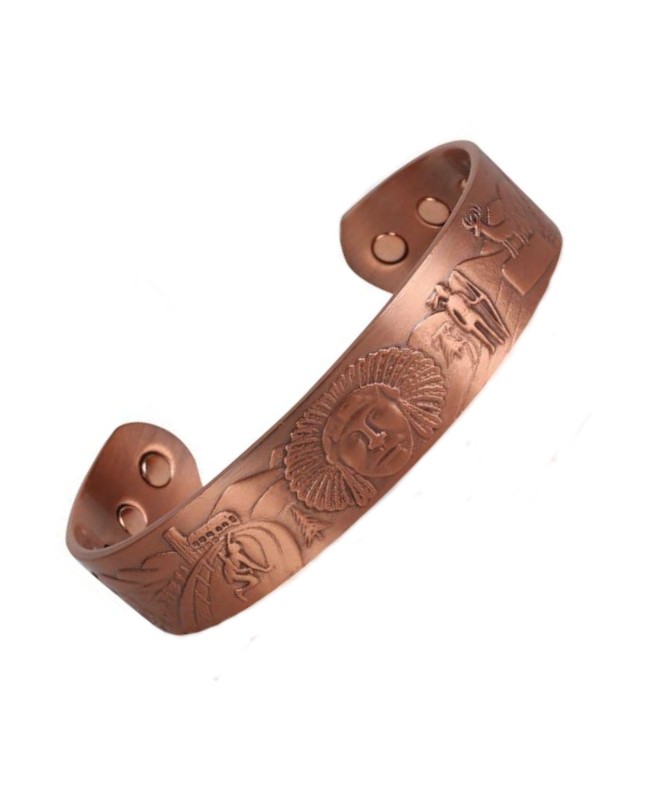 Bracelet magnétique 6 aimants cuivre large Chef indien look Amérindien Bracelet magnétique 6 aimants cuivre large Chef indien look Amérindien