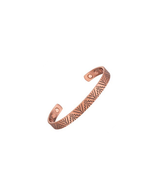 Bracelet cuivre massif avec 6 aimants avec lignes en escaliers - Baobab Bracelet cuivre massif avec 6 aimants avec lignes en escaliers - Baobab