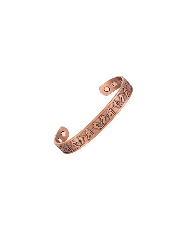 Bracelet magnétique cuivre - Skiing avec motif skieurs Bracelet magnétique cuivre - Skiing avec motif skieurs