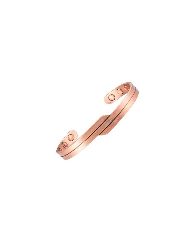 Bracelet magnétique cuivre avec une fine ligne et courbe décalée - Pépino Bracelet magnétique cuivre avec une fine ligne et courbe décalée - Pépino
