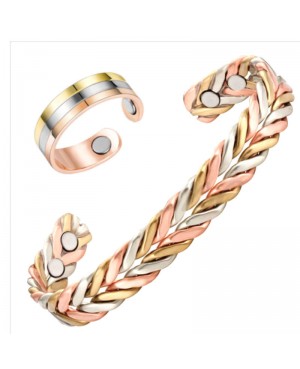 Parure bracelet et bague magnétique anti douleur des mains