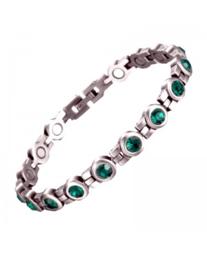 Bracelet économique magnétique acier inoxydable strass vert