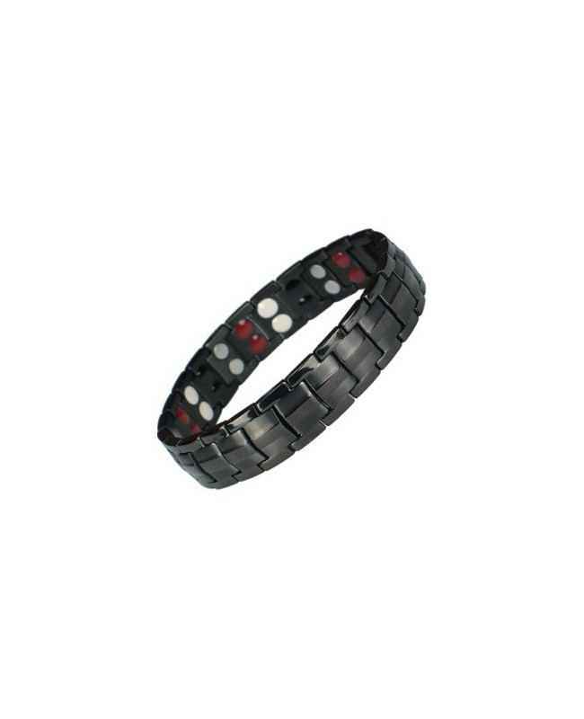 Bracelet avec aimants et bio-éléments en titane noir ioniques - Viribus Bracelet avec aimants et bio-éléments en titane noir ioniques - Viribus