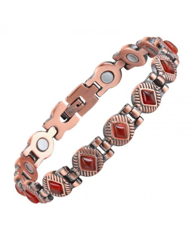 Soulager les douleur avec un bracelet en cuivre massif aimantés et agates rouges - Osiris Soulager les douleur avec un bracelet en cuivre massif aimantés et agates rouges - Osiris