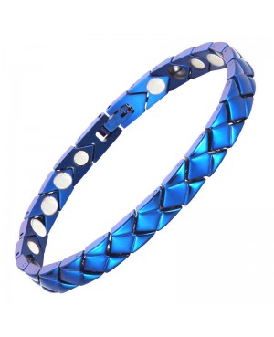 Bracelet magnétique homme en inox bleu