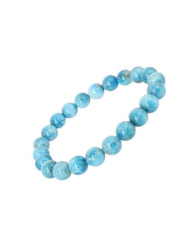 Bracelet artisanal élastique en pierre Apatite claire perles 6 mm Bracelet artisanal élastique en pierre Apatite claire perles 6 mm
