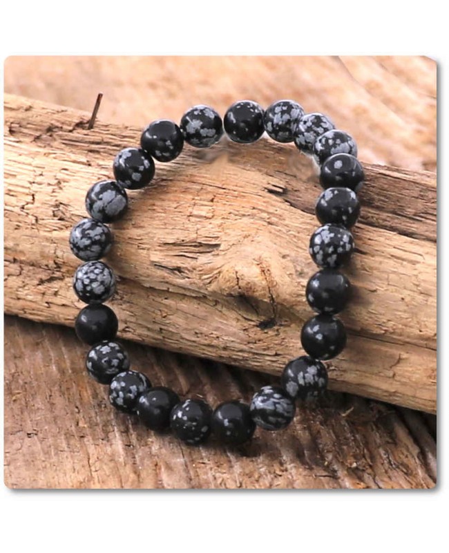 Bracelet de protection en Obsidienne neige pierres naturelles 8 mm Bracelet de protection en Obsidienne neige pierres naturelles 8 mm