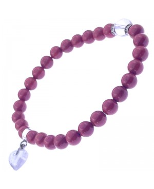Jaspe rouge 6 mm cristal de roche bracelet perles et cœur
