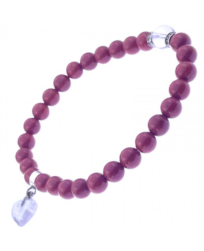 Jaspe rouge 6 mm cristal de roche bracelet perles et cœur Jaspe rouge 6 mm cristal de roche bracelet perles et cœur