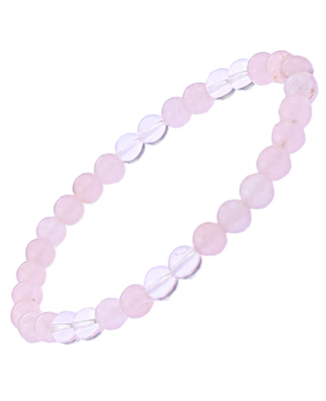 Bracelet amour en quartz rose et cristal de roche pierre 6 mm Bracelet amour en quartz rose et cristal de roche pierre 6 mm